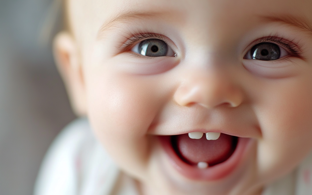 baby with first tooth